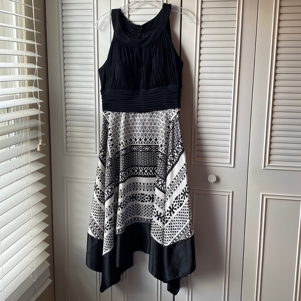 Black and white fit and flare dress